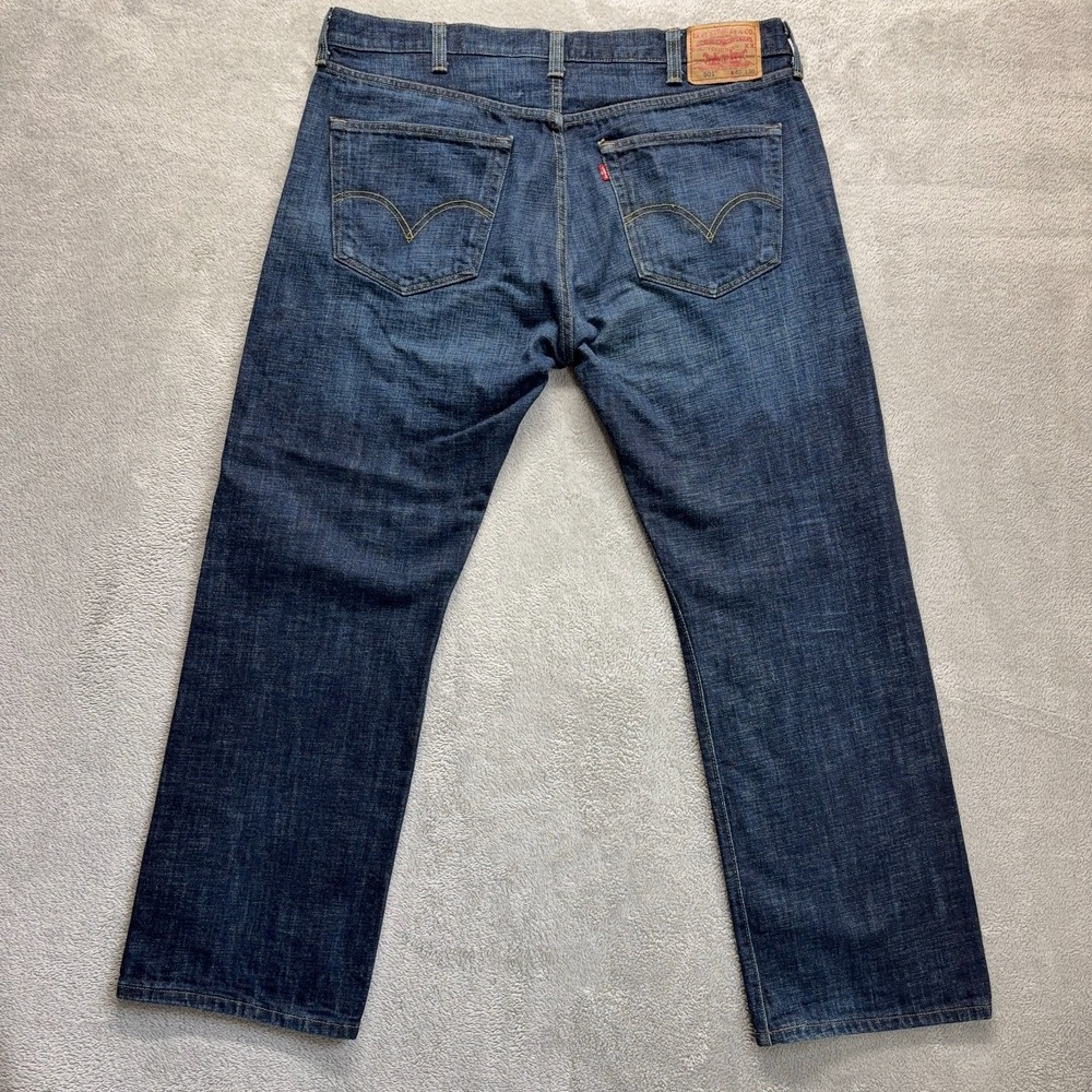 Levis 501 Jeans Mens 40X30 Blue Original Straight Button Fly Dark Faded Denim - Picture 2 of 16